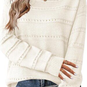 Womens Sweaters Cute Long Sleeve Off The Shoulder Pullover Tops Hollow Out Croch